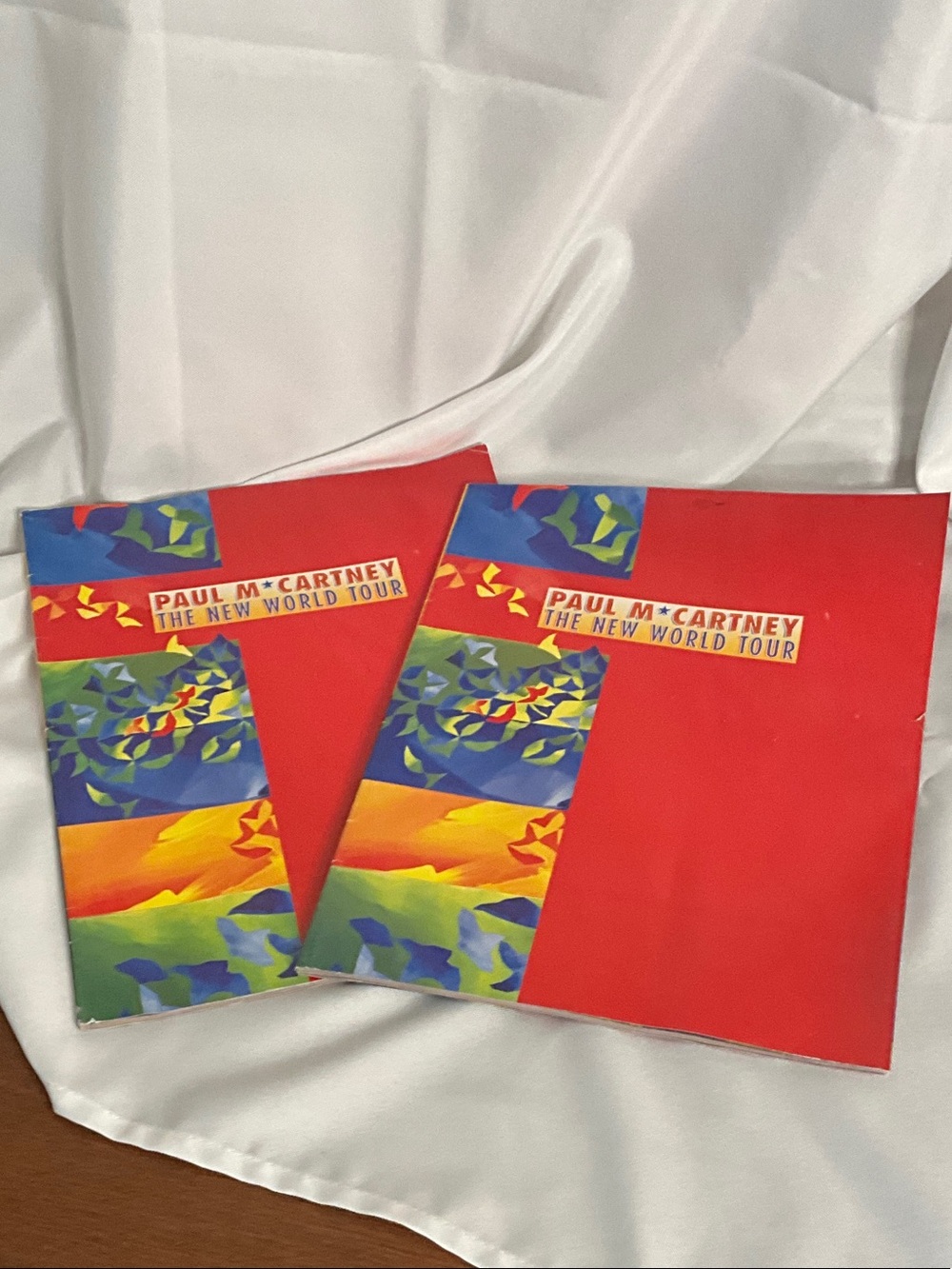 Vintage Paul McCartney World Tour Concert Magazine Spread with Bold Red Imagery